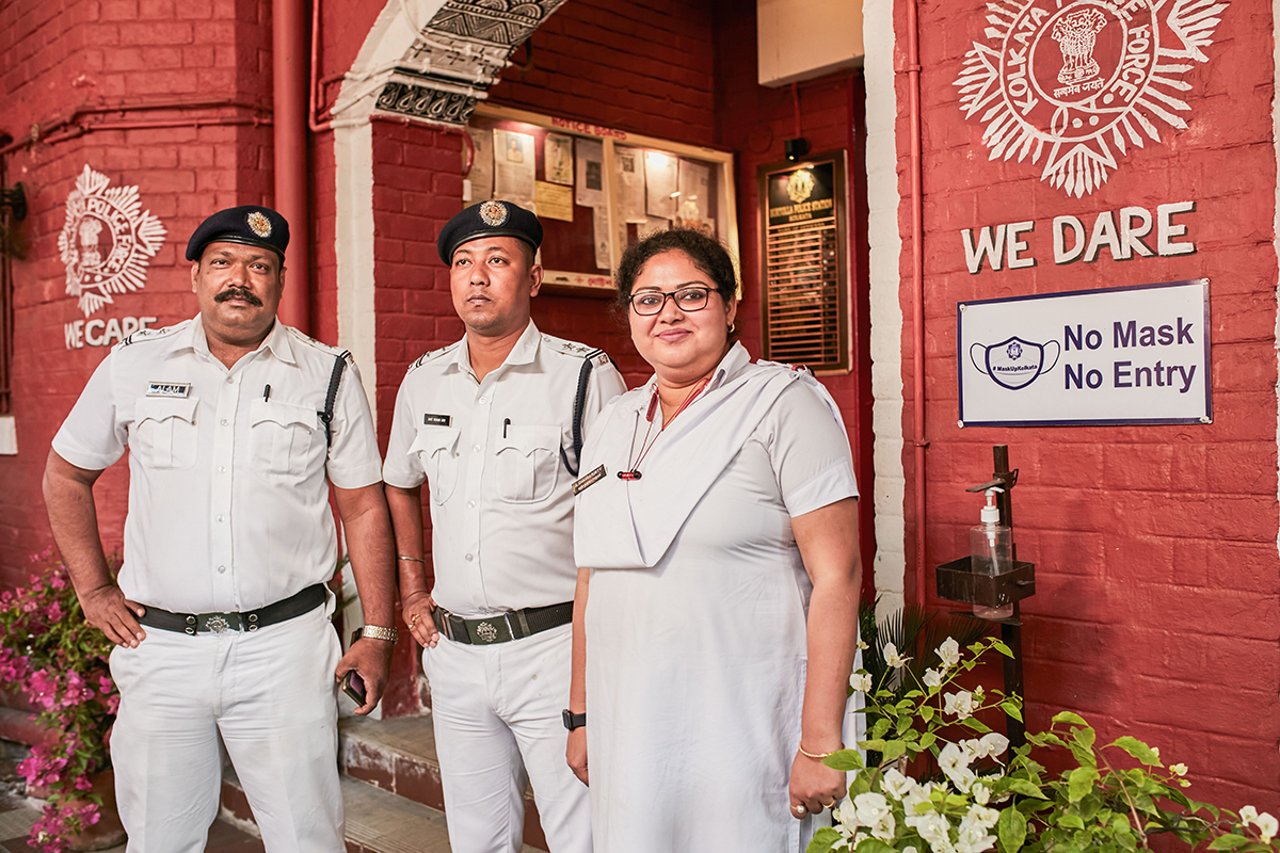 Police Officials at Burtolla Police Station jpg 202207 KOL Police Station Renovation Approved for Full Use